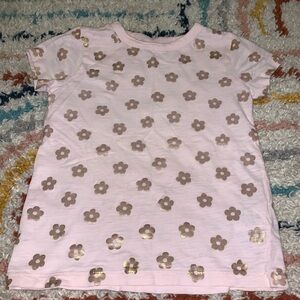 Crewcuts Pink and Gold Floral Short Sleeve Tee